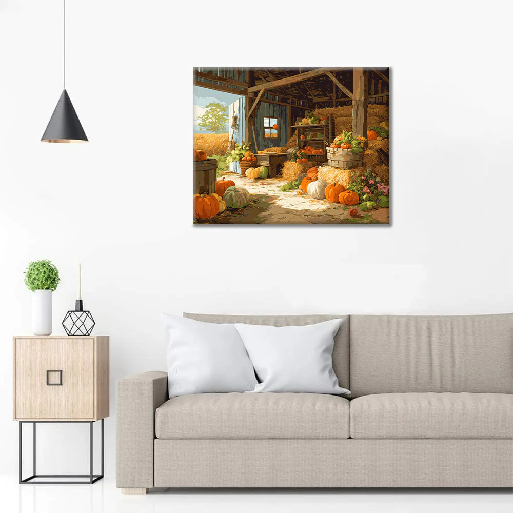 Autumn Harvest Barn - Paint by Numbers - Image 3