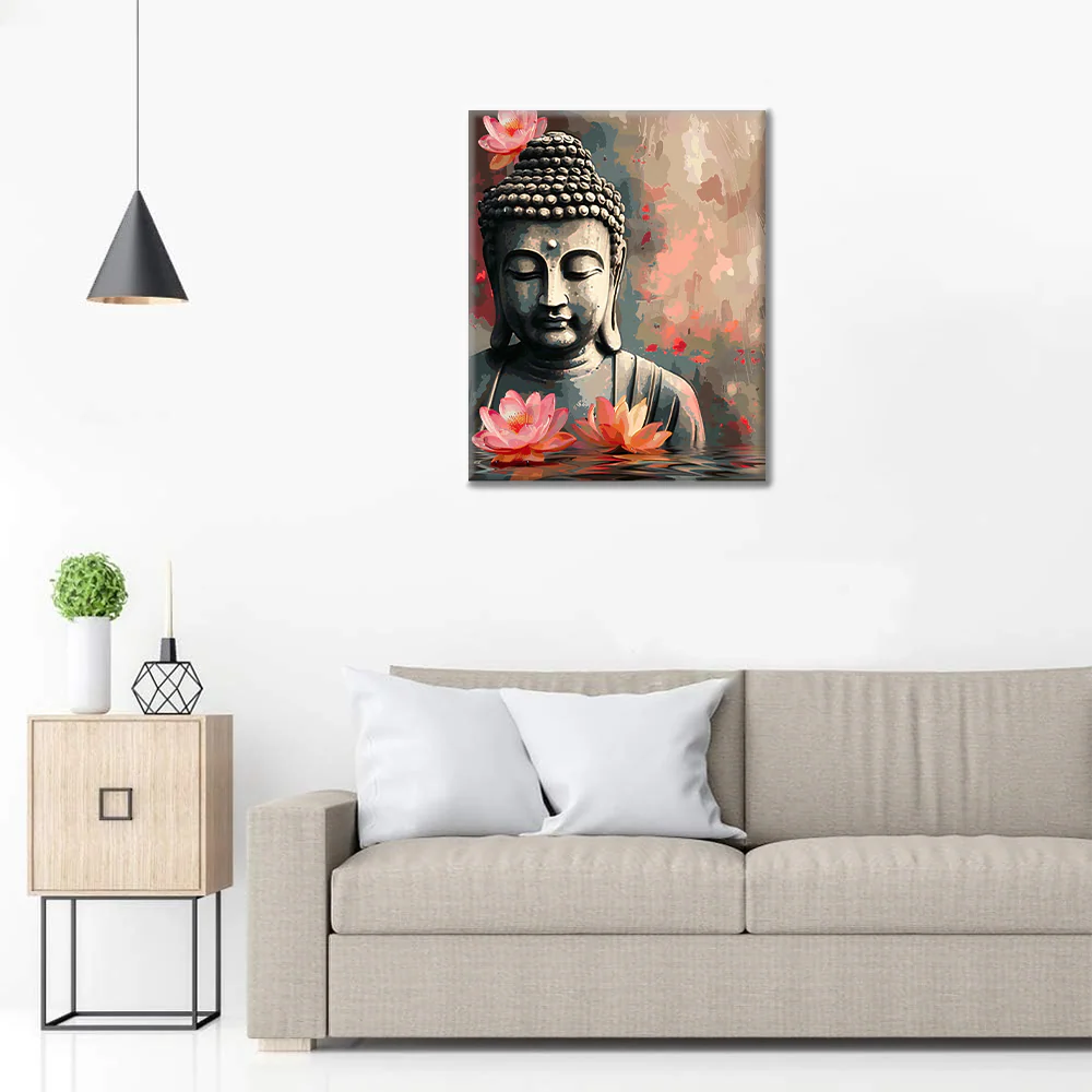 Buddha with flower - Paint by Numbers - Image 3