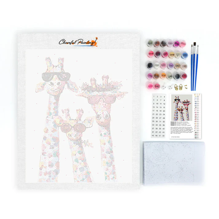 Colorful Abstract Giraffe Family - Paint by Numbers - Image 4