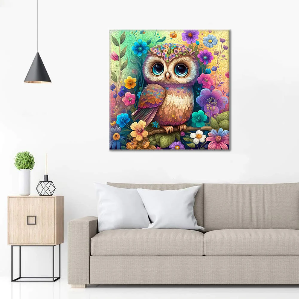 Cute fluffy baby owl - Paint by Numbers - Image 3