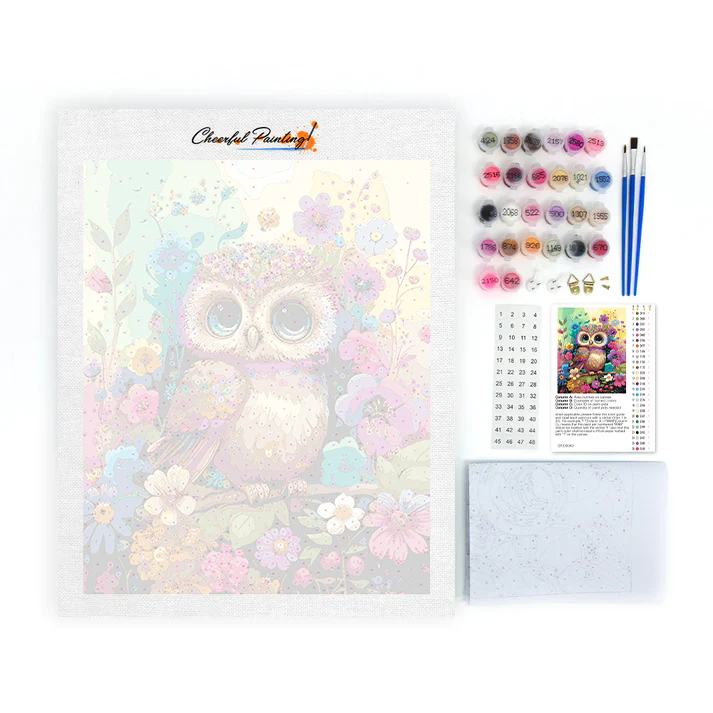 Cute fluffy baby owl - Paint by Numbers - Image 4