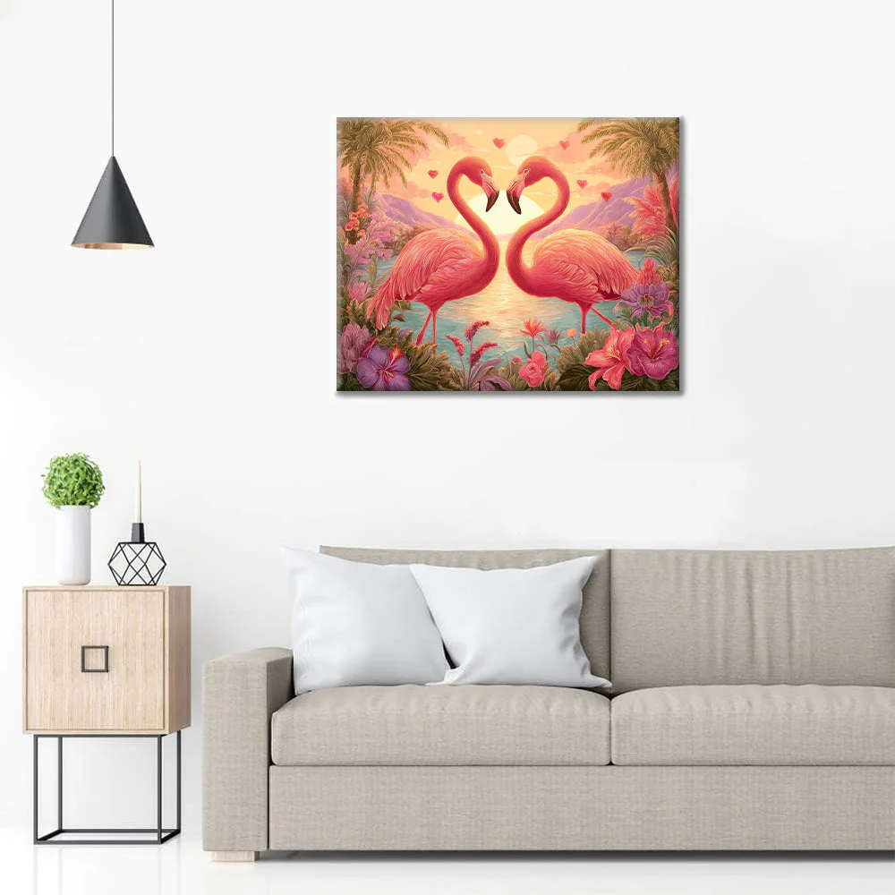 Flamingo Romance - Paint by Numbers - Image 3