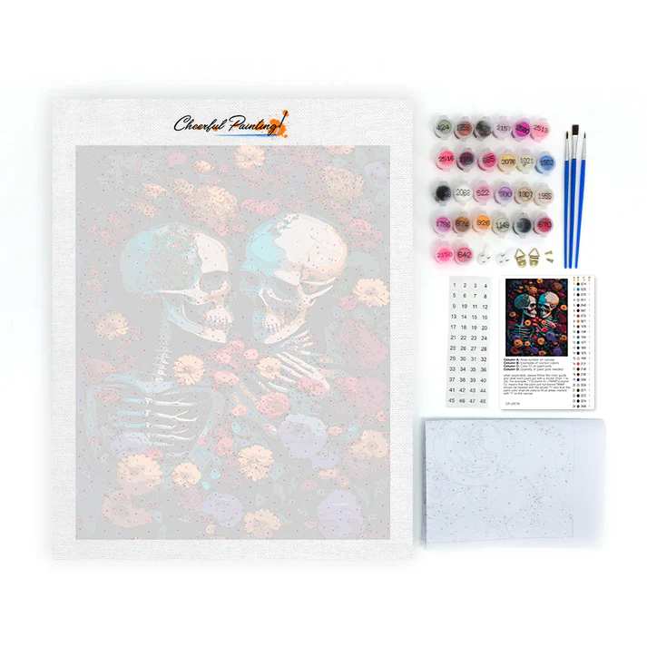 Skeleton Sea of Flowers - Paint by Numbers - Image 4