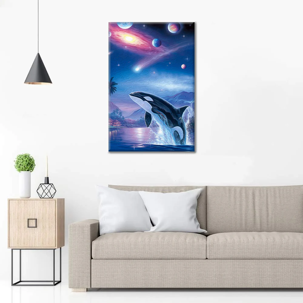 Whale Planet Aurora - Paint by Numbers - Image 3