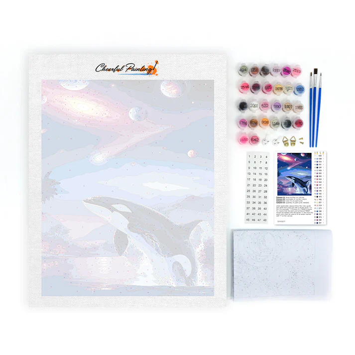 Whale Planet Aurora - Paint by Numbers - Image 4